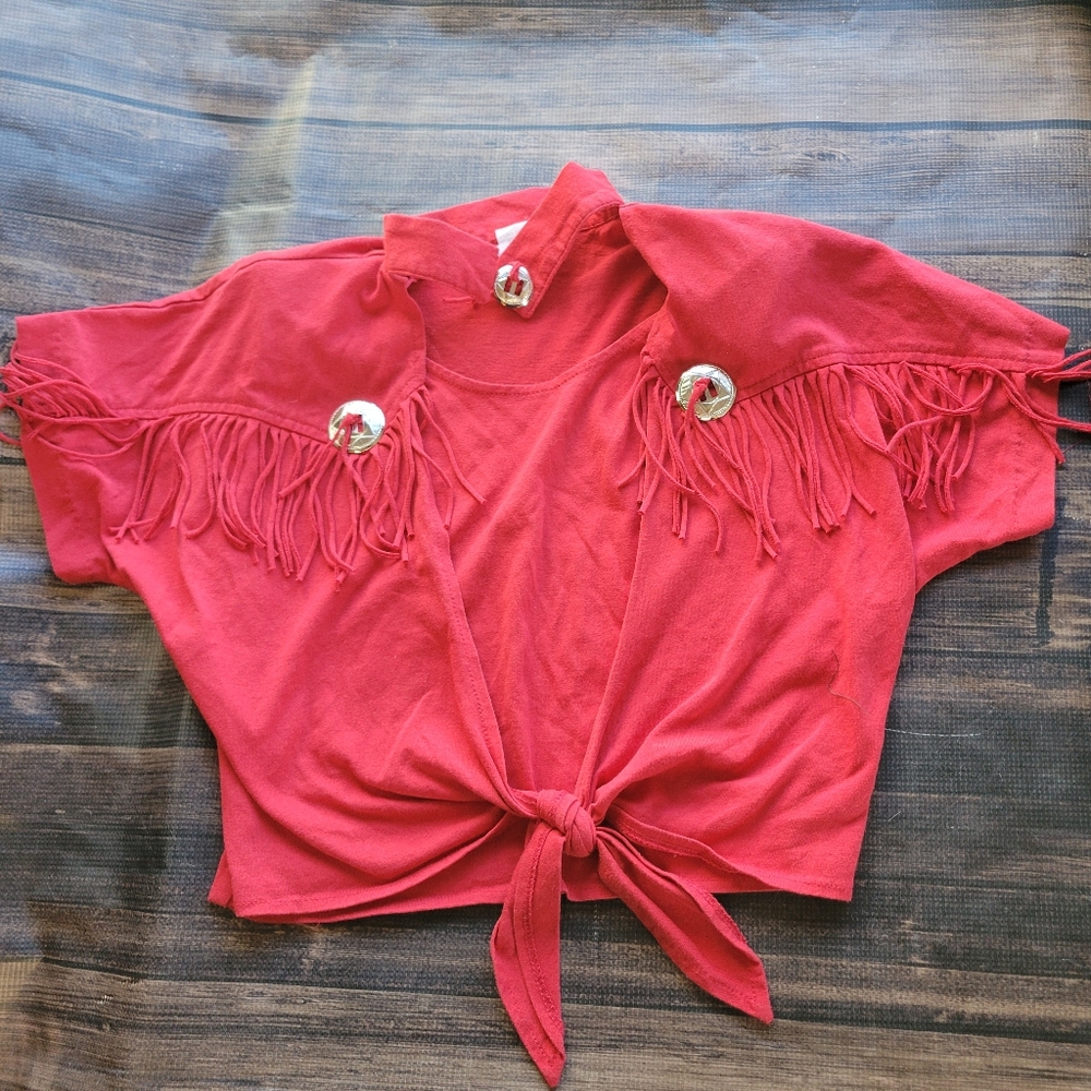 Vintage Fringe Top Tassel Western Red M